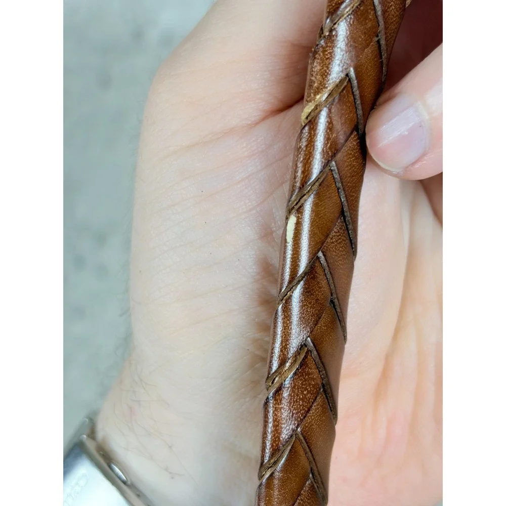 Lauren Ralph Lauren Womens Brown Woven Braided Italian Leather Belt Small Skinny